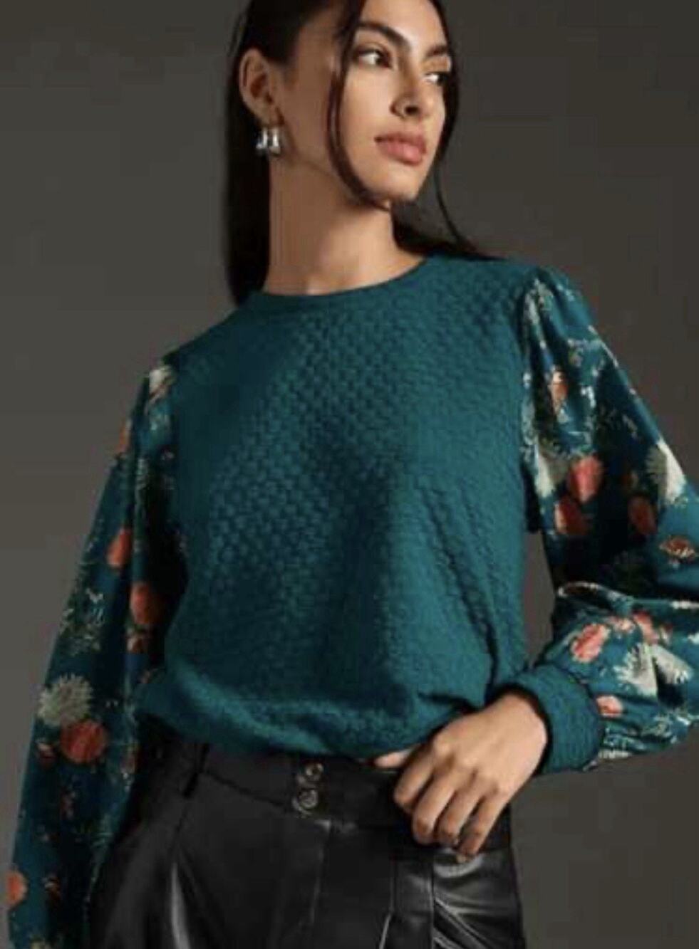 Anthropologie Porridge Top Textured Puff Sleeve Cottage Fairy Trad Wife Romantic